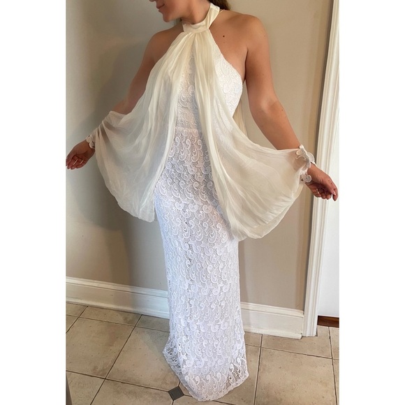Jovani Lace Gown White - Picture 1 of 5